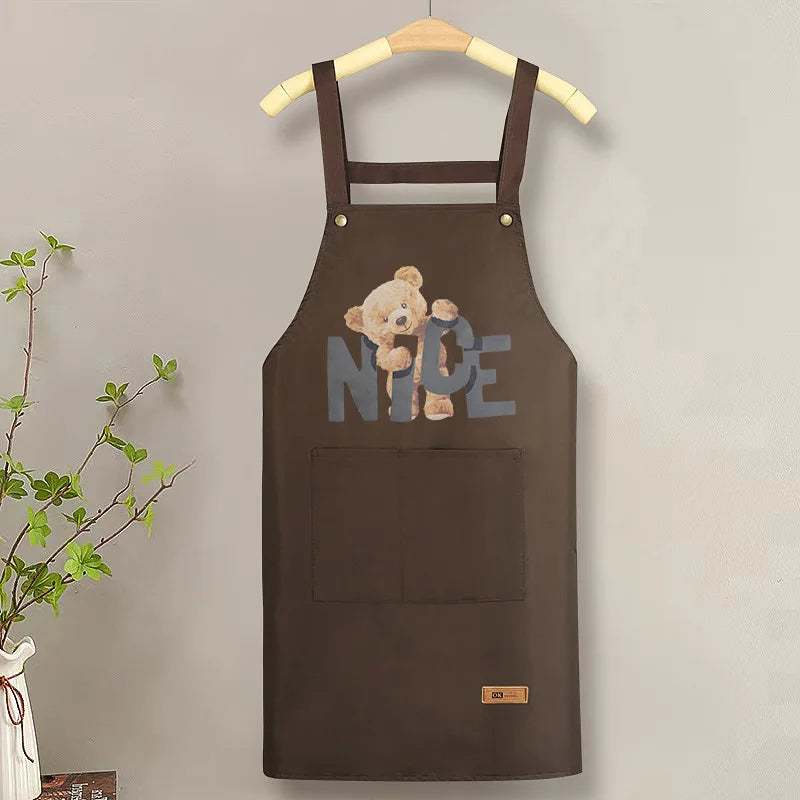 Apron with Straps for Cooking, PVC Waterproof and Oil-Resistant Waist Apron for Restaurant, Catering, and Coffee Shop Workwear
