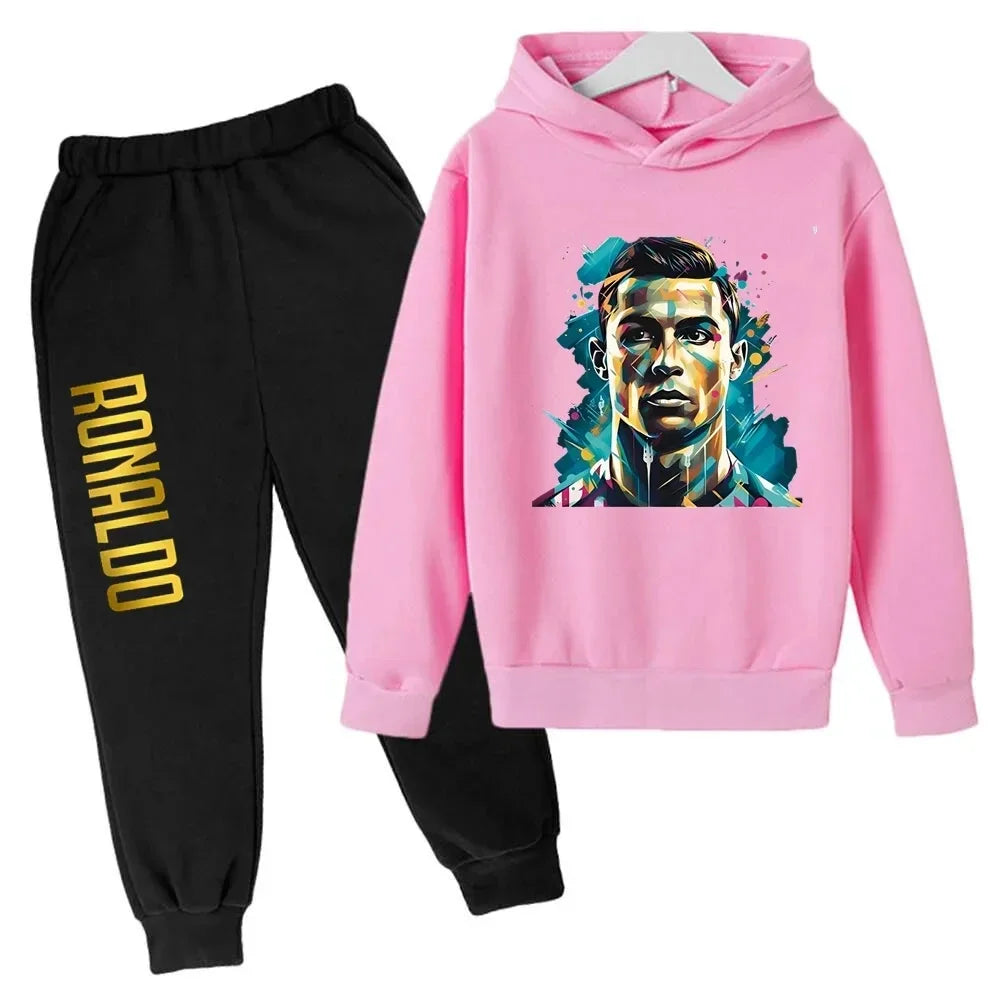 Ronaldo CR7 Print Football Idol Clothing Children Hoodie 2pcs Set Pants Suit Kids Boys Tracksuit Girls Clothing Sport Tracksuits