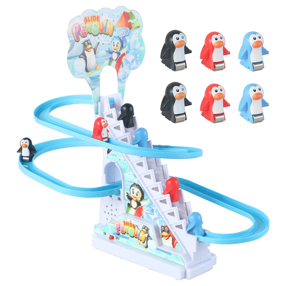Assembly Design Animals Stair Climbing Toy Electric Track Slide Toys Early Education Electric Dinosaur Stair Toy for Boys Girls