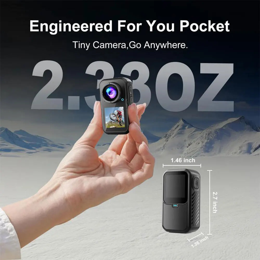 5K Mini Action Camera 4K 60FPS Anti Shake Touch Screen Waterproof Magnetic Pendant Body Cam Motorcycle Bike Outdoor Sport Record