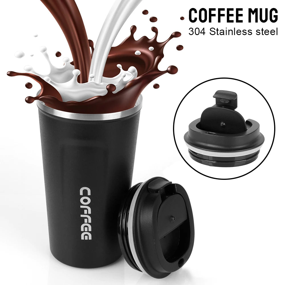 380/510ML Double‑Wall Stainless Steel Insulated Coffee Mug, Leak‑Proof Car Travel Tumbler for Home Outdoor Tea Water Drinking