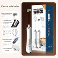 1 Electric Milk Frother, Dual Stick Rechargeable 3-Speed Handheld Egg Beater, Coffee Frother, Cream Blender, Travel Blender