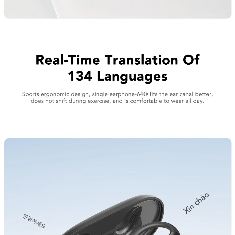 【HTC NE57】 Bluetooth V6.0 Earphones AI Translator Earbuds OWS Sport Wireless Headphones Comfort Earhooks Long Life with Mic