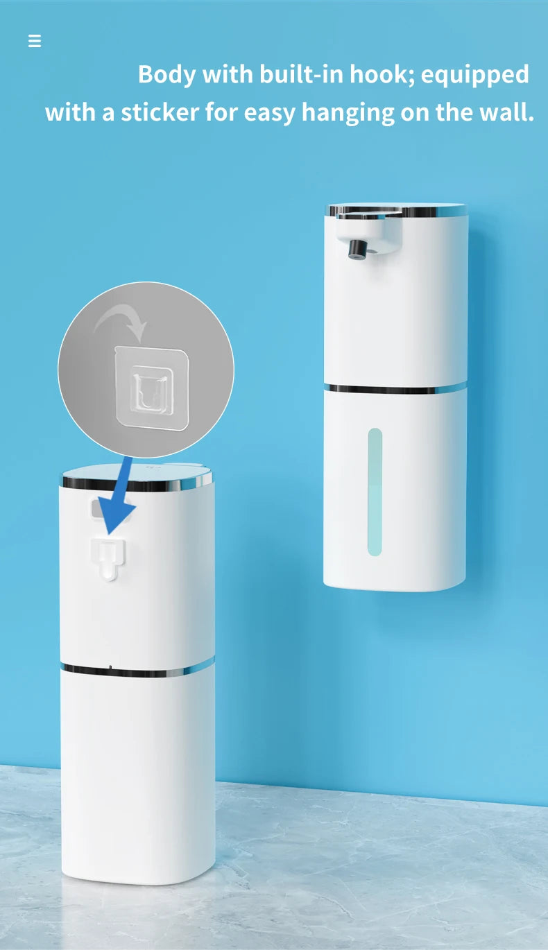 400ML Large Capacity Light Display 4-Levels Adjustable Foam/Liquid Modes Touchless Electric Automatic Smart Sense Soap Dispenser