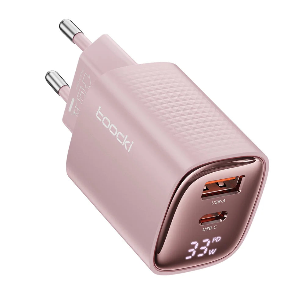 Toocki GaN USB Charger 33W Digital Display QC3.0 PD Fast Charger Type C for iPhone 15 14 13 Pro Max Smausng Xiaomi Honor POCO
