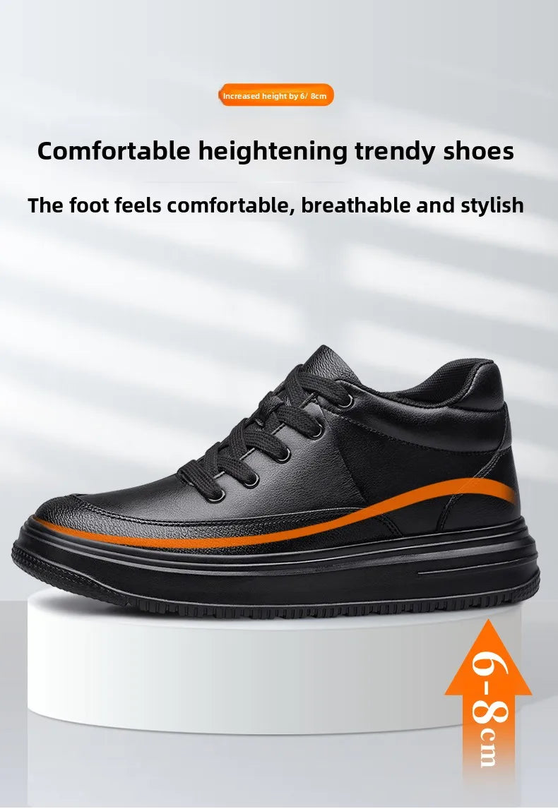 New Invisible Inner Height Increasing Men's Shoes 8cm Trendy Sports Shoes White Shoes British Height Increasing Casual Sneakers