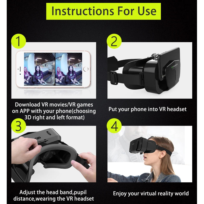 VR Glasses 3D Virtual Reality Smart Phone Mobile Smartphones 7 Inch Headset Helmet Game Wirth Real Viar Goggles Lenses Devices