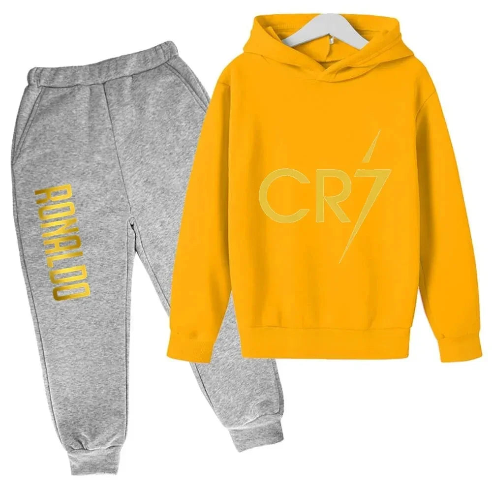 Ronaldo CR7 Print Football Idol Clothing Children Hoodie 2pcs Set Pants Suit Kids Boys Tracksuit Girls Clothing Sport Tracksuits