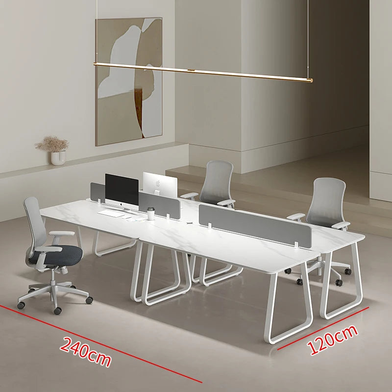 CZ Rock Slab Office Desk and Chair Set for Staff, Simple Modern Face-to-Face Double Seat Partition Screen Employee Desk