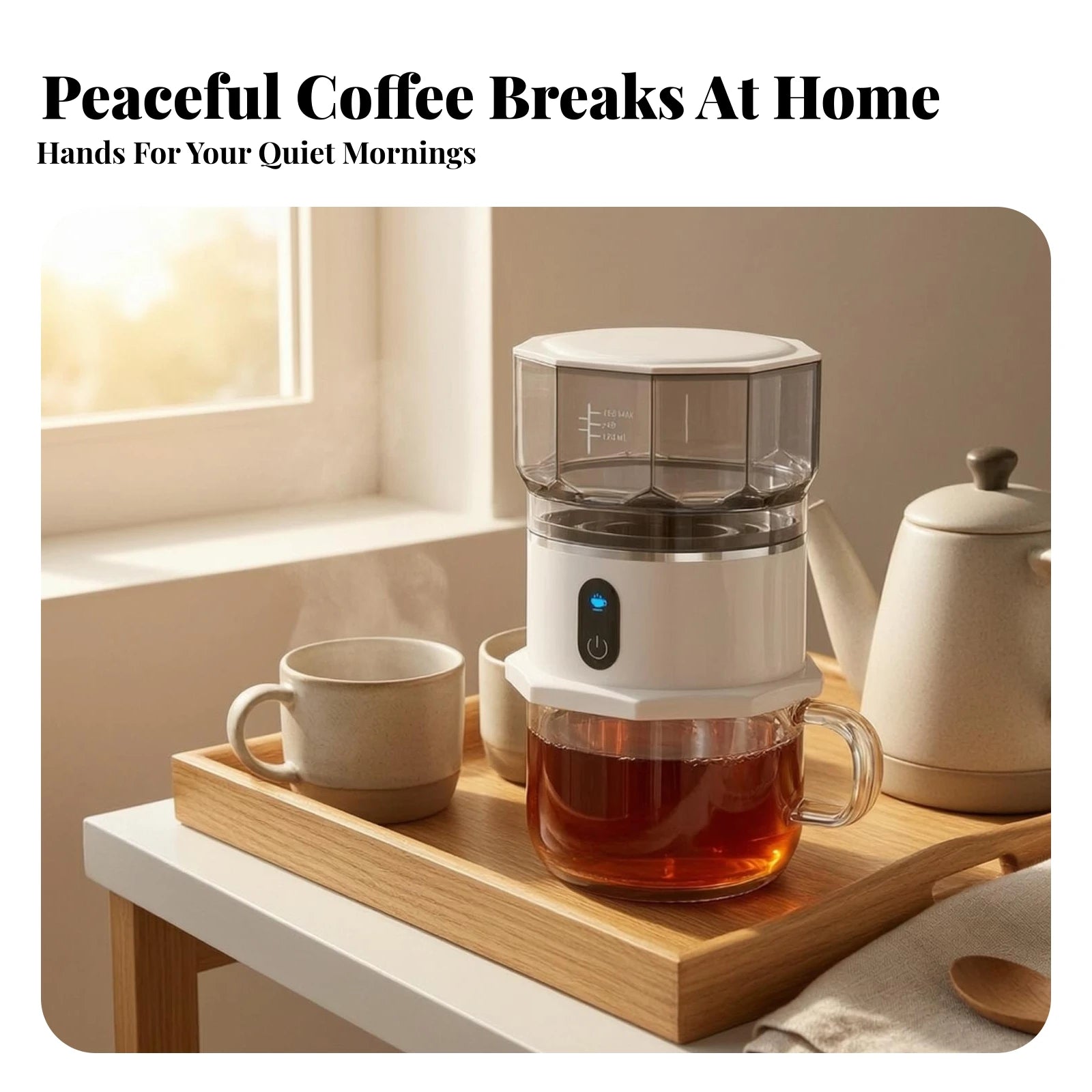 Mini Coffee Maker with Cup Portable Pour-over Coffee Brewer Appliance Small-Space Removable for Travelers, Travel, Office