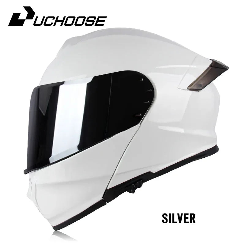 Uchoose DOT Approved Full Face Helmets Crash Motorbike Protective Gear Men Women Flip Up Helmet Motorcycle Double Sun Visor