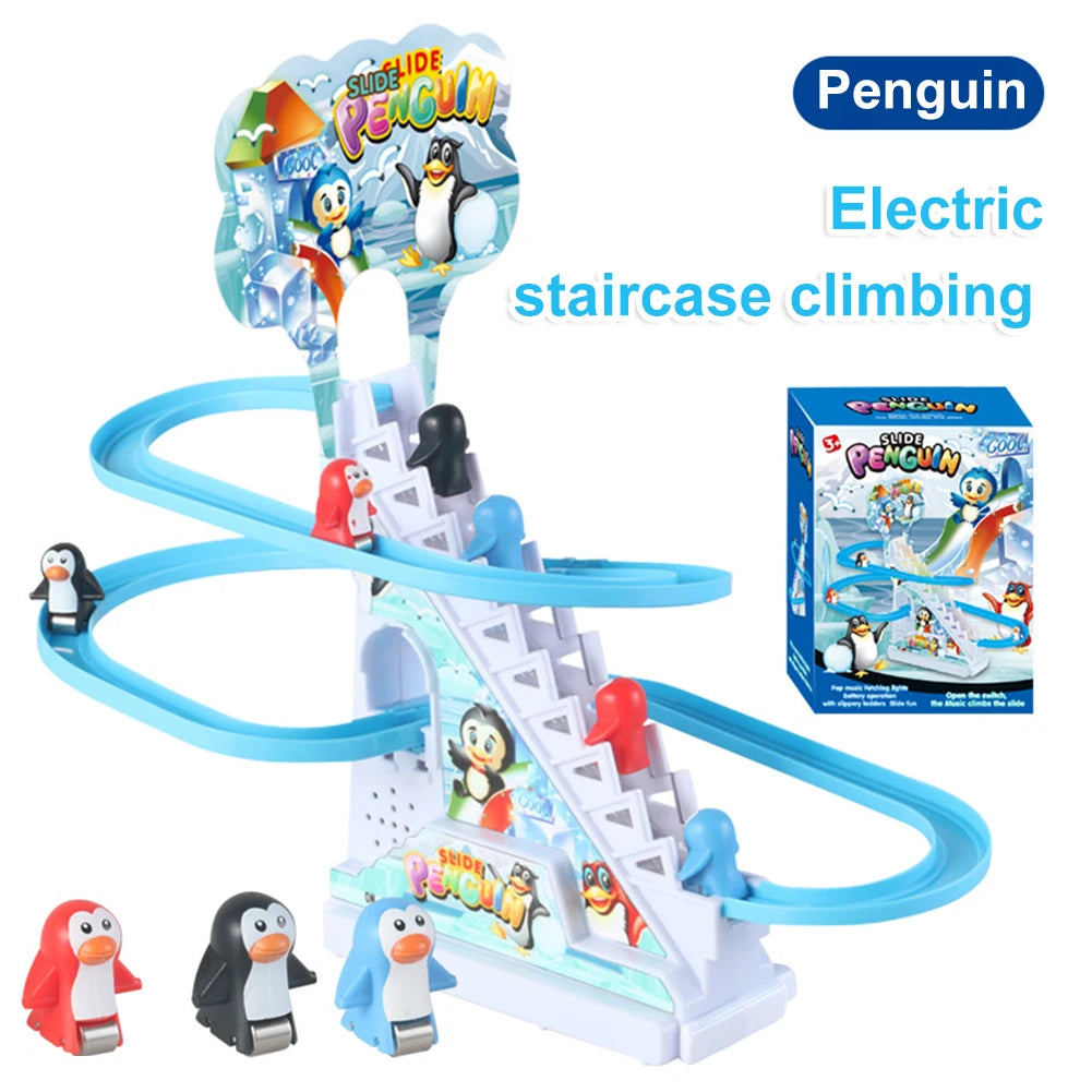 Assembly Design Animals Stair Climbing Toy Electric Track Slide Toys Early Education Electric Dinosaur Stair Toy for Boys Girls