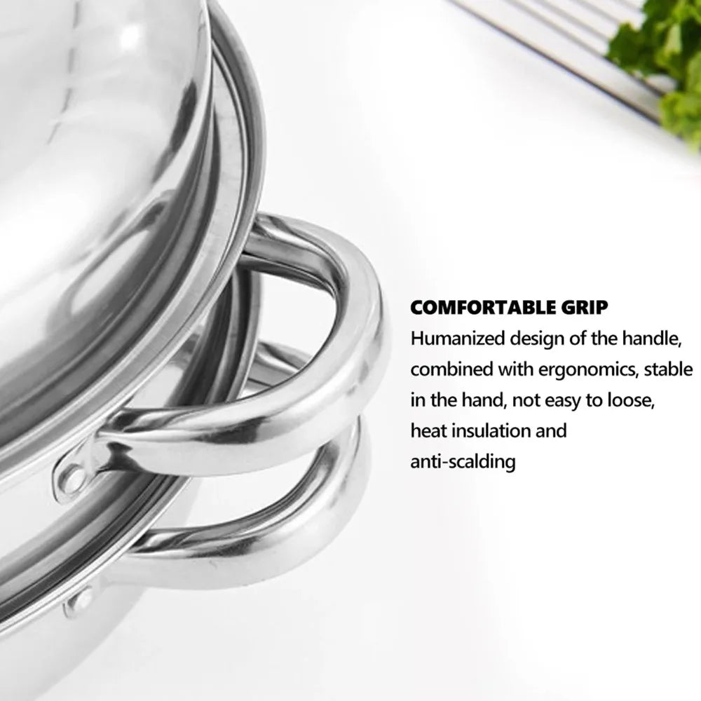 Stainless Steel Steamer Pot 2 Tier Multipurpose Steam Pot Cookware with Lid for Vegetable Noodles Pasta Home Kitchen Accessories