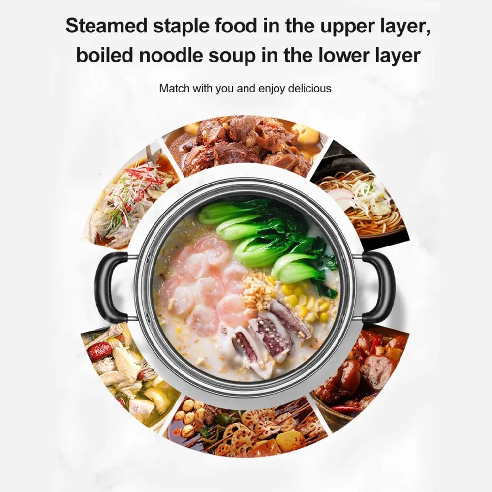 Stainless Steel Steamer Pot 2 Tier Multipurpose Steam Pot Cookware with Lid for Vegetable Noodles Pasta Home Kitchen Accessories