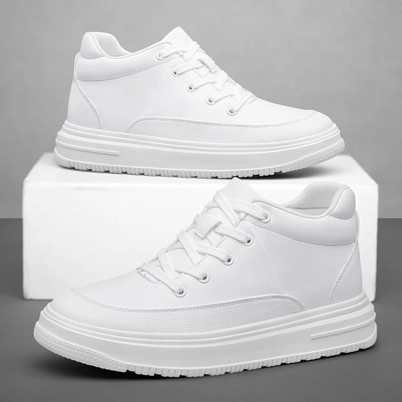 New Invisible Inner Height Increasing Men's Shoes 8cm Trendy Sports Shoes White Shoes British Height Increasing Casual Sneakers