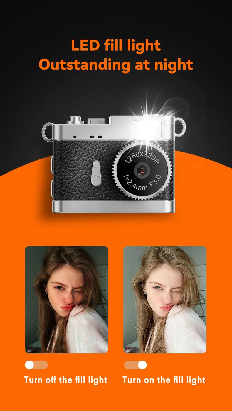 S142 Retro Digital Camera 720P Video Recorder LED Fill Light 0.96 Inch IPS Screen Portable Mini Digital Camera