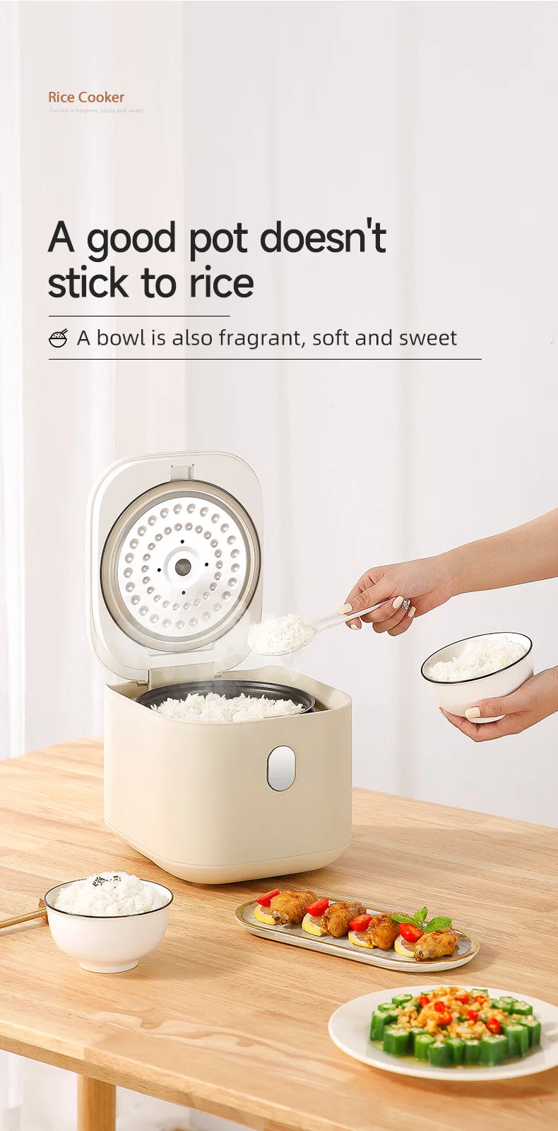 2.5L Mini Electric Rice Cooker UK Plug Non-Stick Golden Inner Pot Multifunctional Porridge Cake Soup Cooking Pot With Complete A