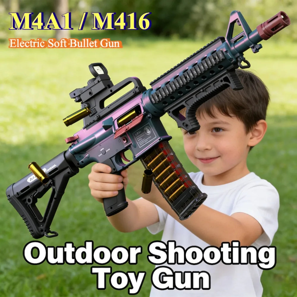 Full Automatic Continuous Firing M416 Soft Bullet Gun Shell Eject Assault Rifle Model Ideal Gift for Boys Outdoor Shooting Fun
