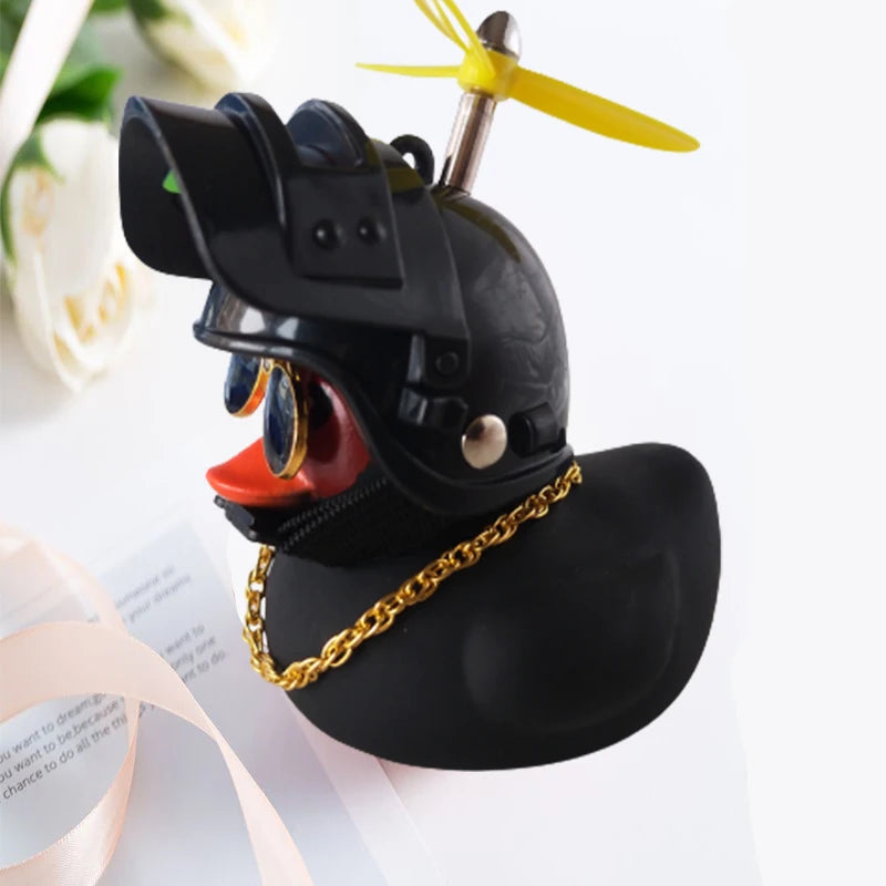 Broken Wind Rubber Duck Motor Accessories Yellow Duck with Helmet Auto Car Accessories Duck In The Car Car Interior Decoration
