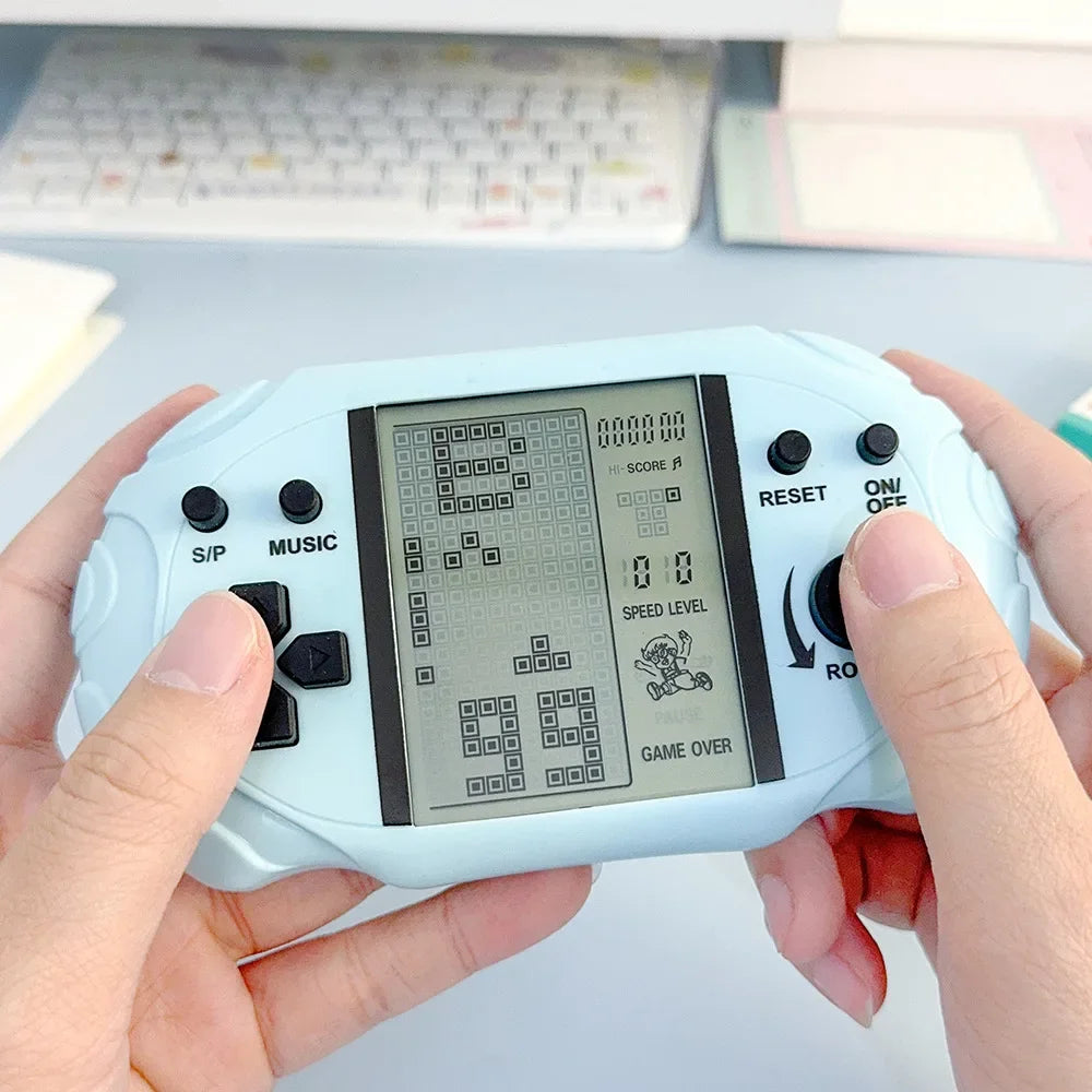 1/2/3 PCS Popular Kawaii Pastel Handheld Tetris Game Console Design Large Display Retro Pocket Game Ornament Backpack Decor Toy