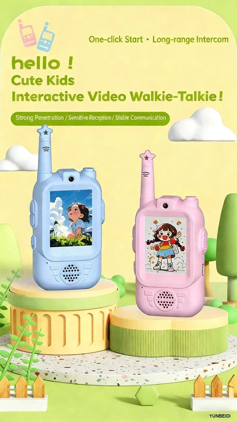 2PC Kids HD-Video Walkie Talkies 3 Styles Intercom USB Charging Indoor Outdoor Boys Girls Age 3+ for Child's Toys Birthday Gifts