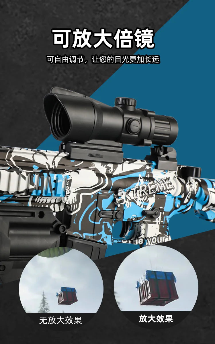 416 Fully Equipped Manual-Automatic Toy Gun That Can Fire 7-8mm Hydrogel Bullets, Boy's Toy with Manual Infrared Feeding Style, New Year Gift