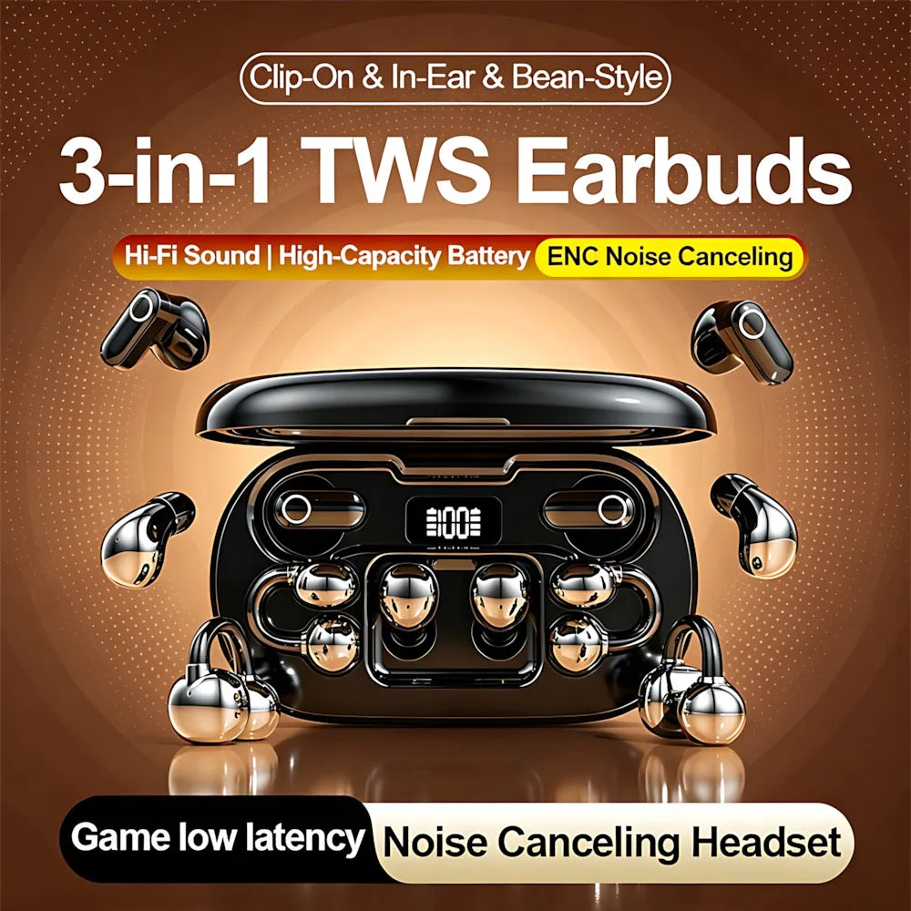 6 Earphones Wireless Bluetooth Headphones Smart Touch Half Ear Clip Ear Sleeping Couple Creative Gifts Noise Reduction Headsets