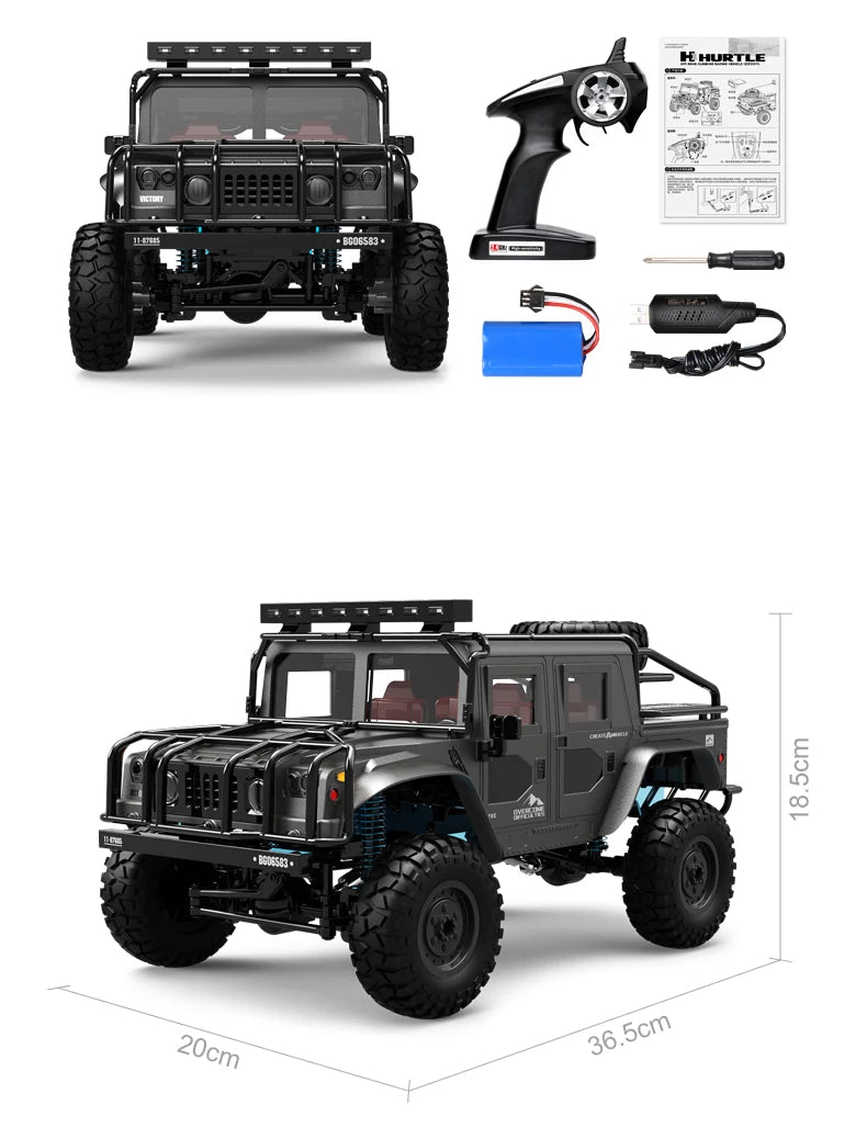 JJRC Q121 RC CAR 4WD Mountaineering Off-Road High Speed Vehicle 1:12 Size RC Car Simulation Hummer Truck Model Children's Toys