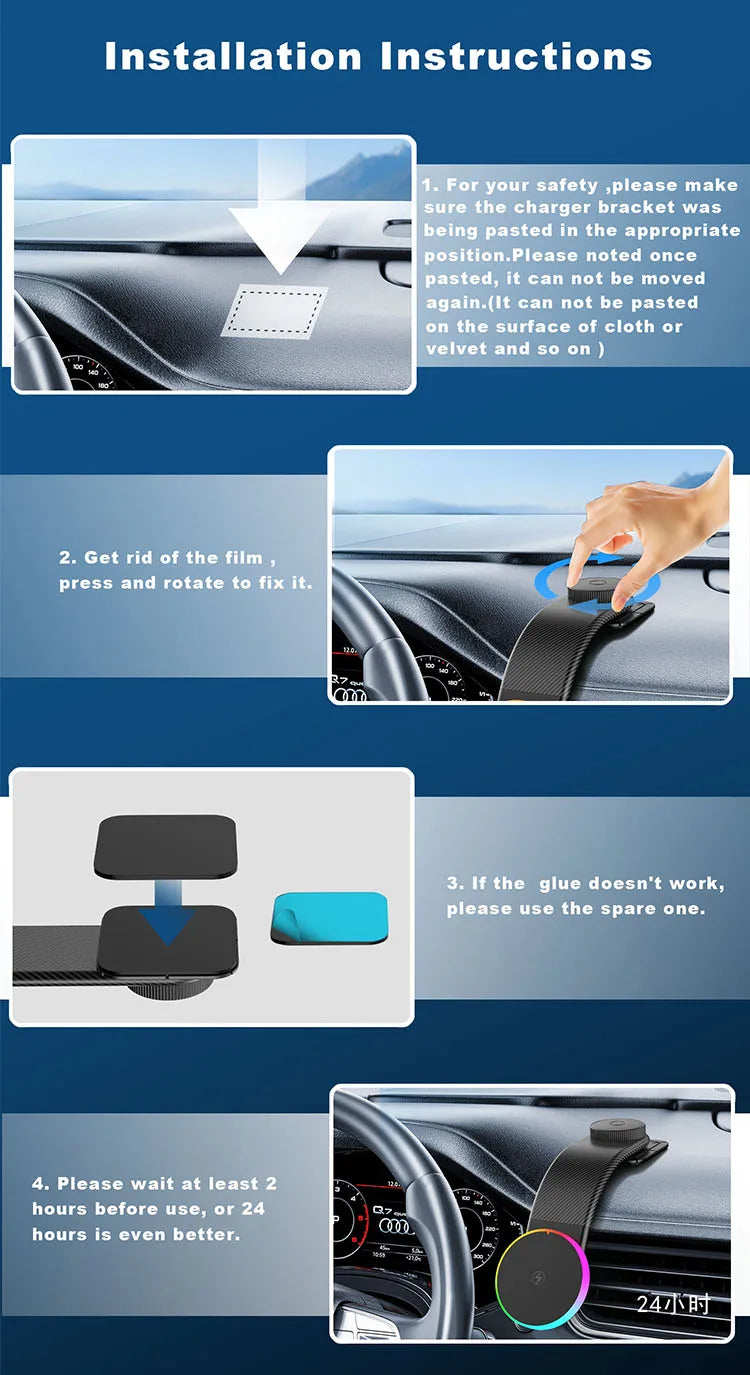 15W Qi2 Magnetic Car Phone Holder Wireless Charger for iPhone 16 17 Pro Max for Magsafe Car Charging Charger LED Light