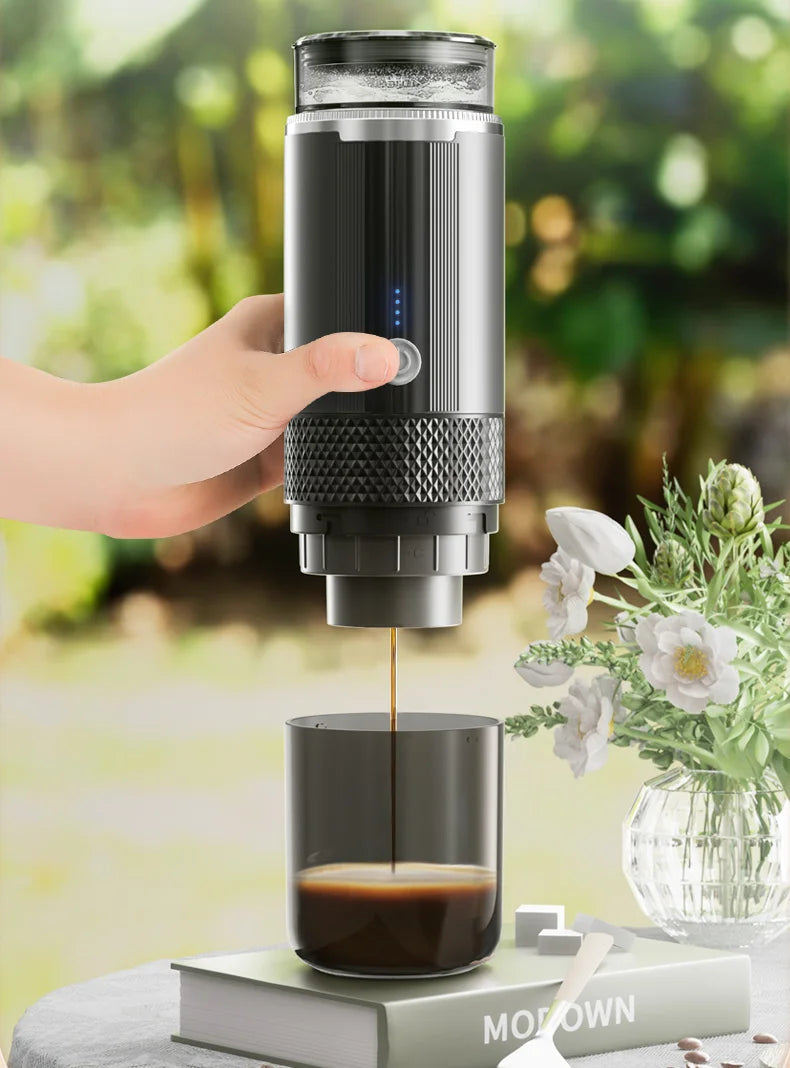 Electric Portable Coffee Maker Capsule Grind-and-Brew Compatible with Ground Coffee K-Cup Pods Single Cup Coffee Maker
