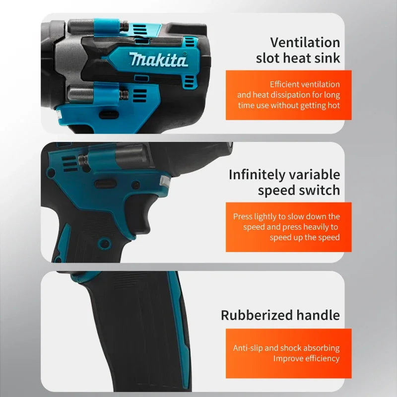 Makita DTW700 Cordless 1000N.m Impact Wrench Brushless Electric Wrench Screwdriver Large Torque Auto Repair Power Tools