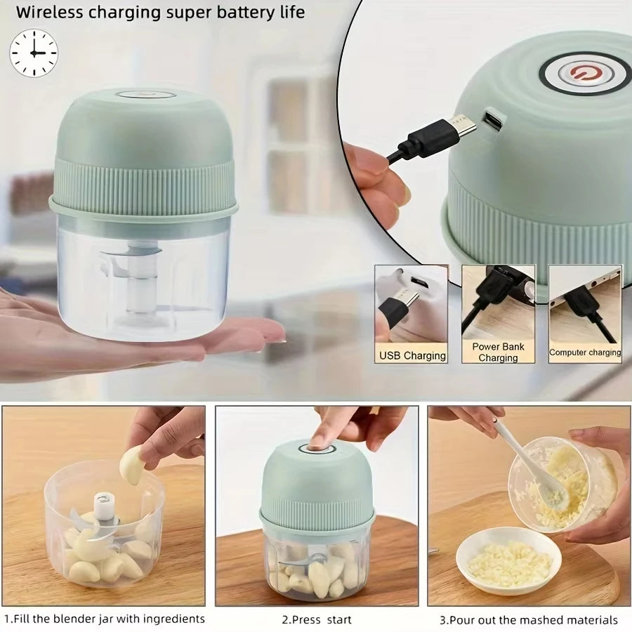 Electric Garlic Masher, Meat Grinder, 260ML Rechargeable Onion, Vegetable, Chili Grinder, Kitchen Blender