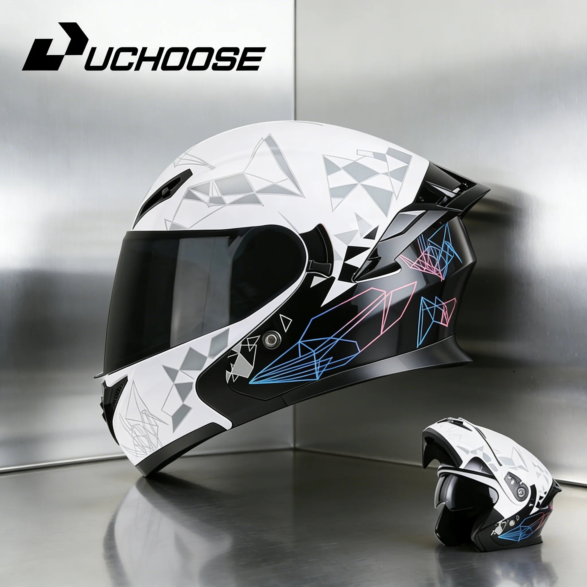 NEW DOT Uchoose Approved Helmets Crash Motorbike Protective Gear Men Women Flip Up Helmet Motorcycle Visor Double Sun