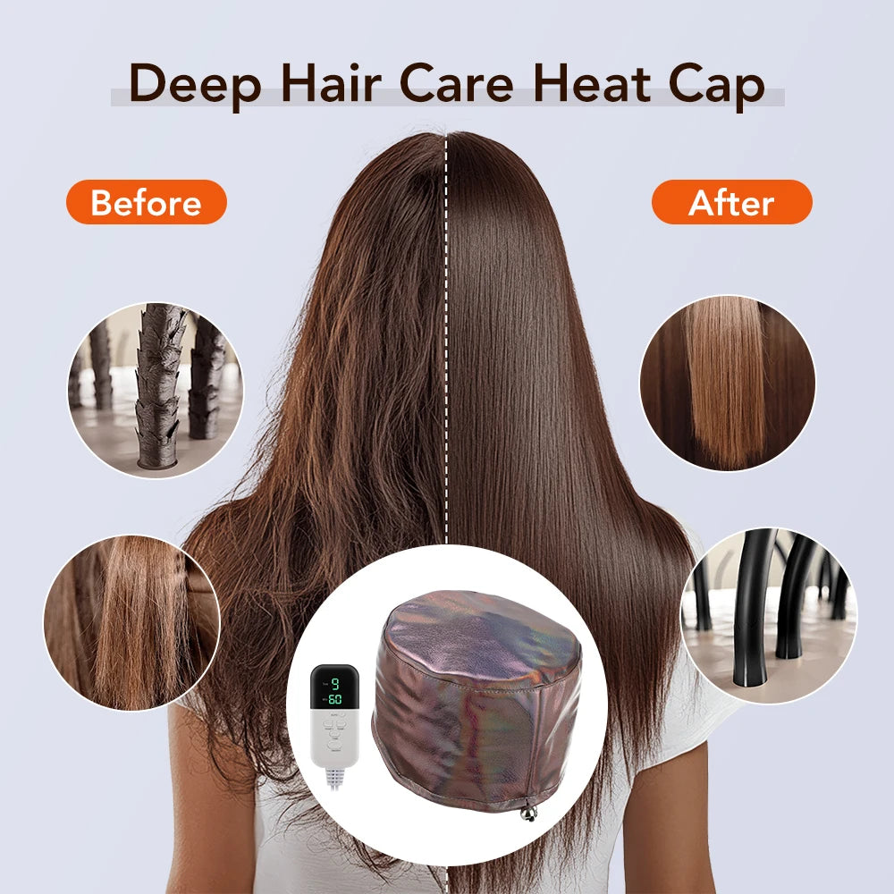 10 Levels Electric Hair Heating Cap Waterproof Hair Steamer Cap Thermal Treatment Hat SPA Nourishing Hair Styling Care
