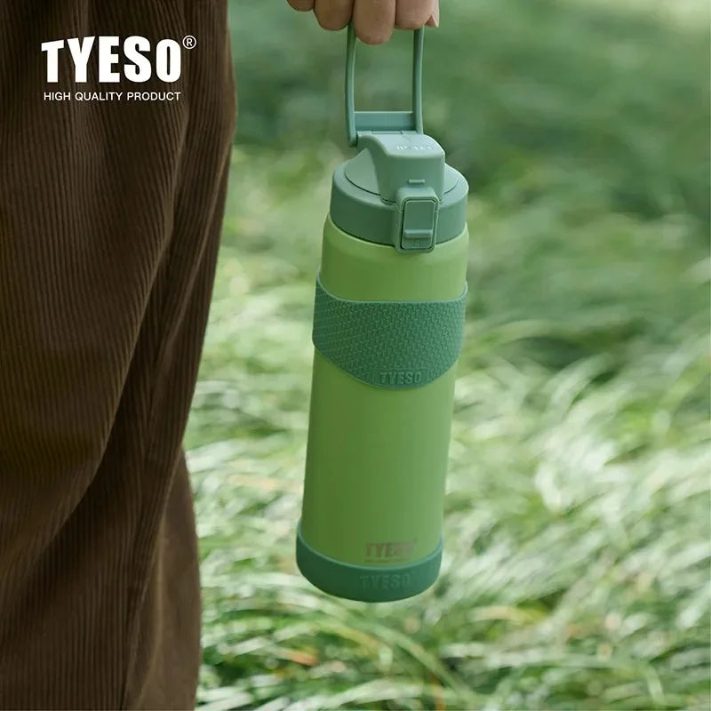TYESO Vacuum Flasks Insulated Water Bottle 24H Cold 12H Hot Stainless Steel Leakproof Sports Bottle for Gym Travel Drinkware