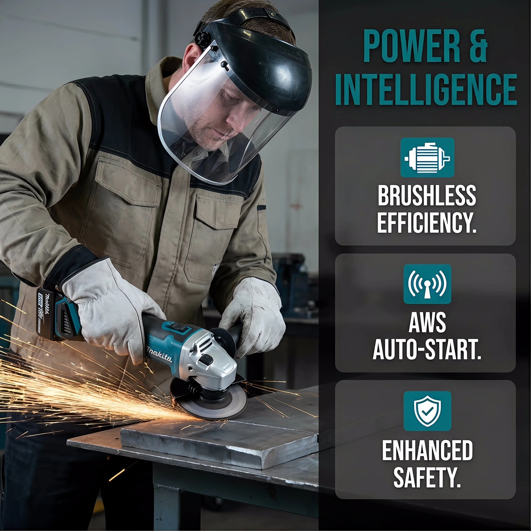 Makita DGA404 18V 6.0Ah 125mm Brushless Lithium Battery Angle Grinder Rechargeable Cutting Machine Multi-functional All-in-one B