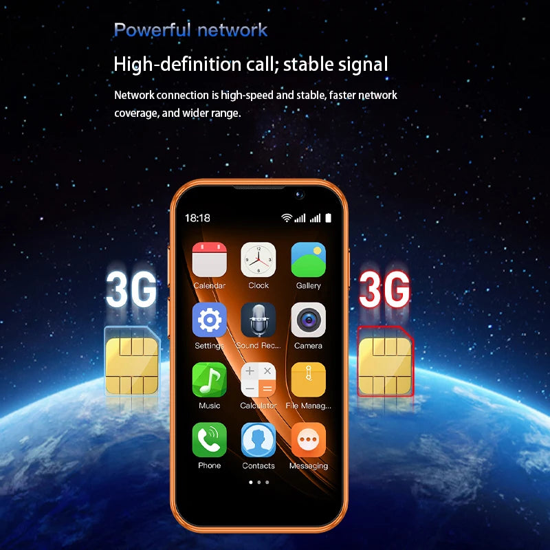SOYES XS18Pro Mini Smartphone 3.0" Display 2GB RAM 16GB ROM Dual SIM Standby Dual Camera Android 9.0 Apps WiFi i17 Mini Phone