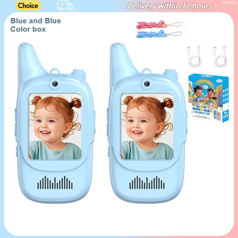 2PC Kids HD-Video Walkie Talkies 3 Styles Intercom USB Charging Indoor Outdoor Boys Girls Age 3+ for Child's Toys Birthday Gifts