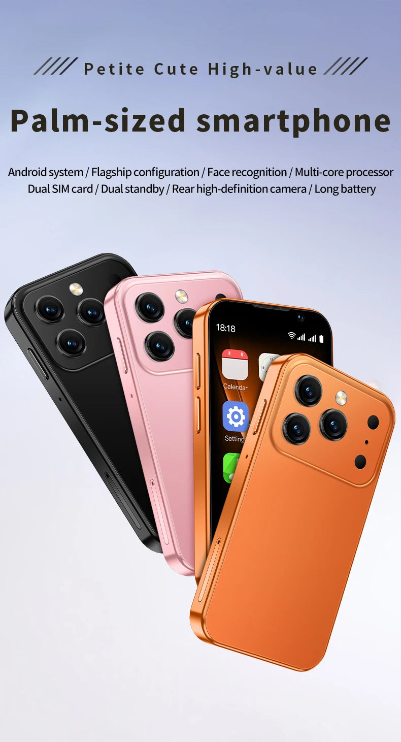 SOYES XS18Pro Mini Smartphone 3.0" Display 2GB RAM 16GB ROM Dual SIM Standby Dual Camera Android 9.0 Apps WiFi i17 Mini Phone