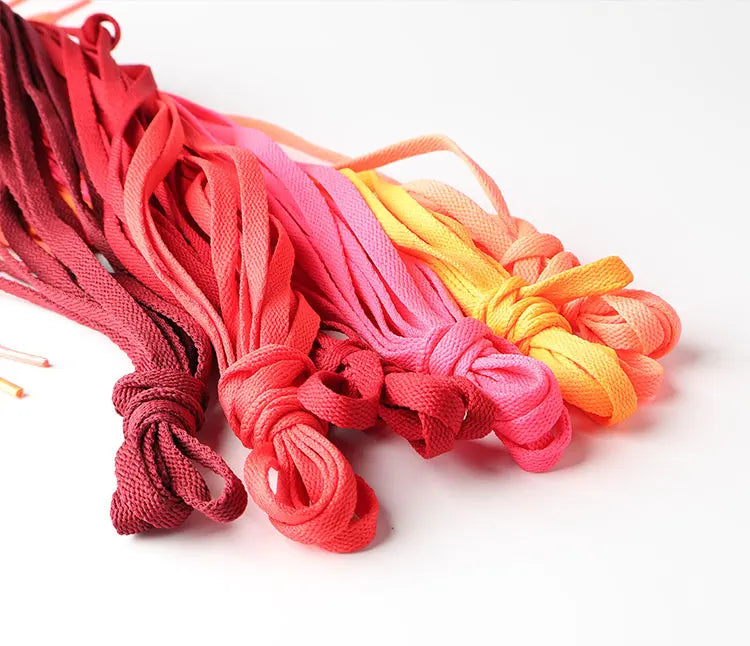 HIBERNI Flat Shoelaces for Sneakers/Adidas/Nike - 120cm/140cm Red/Orange/Hot Pink | Soft & Vibrant Laces for AF1 Shoes 1Pair