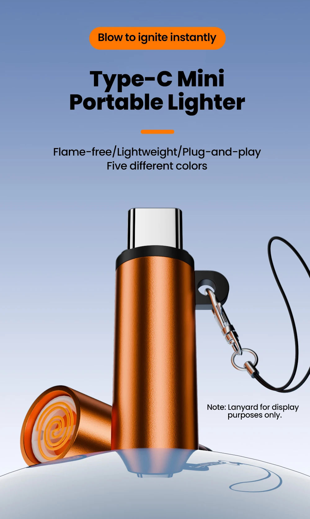 Encendedor USB-C Mini - Soplado Automático Recargable