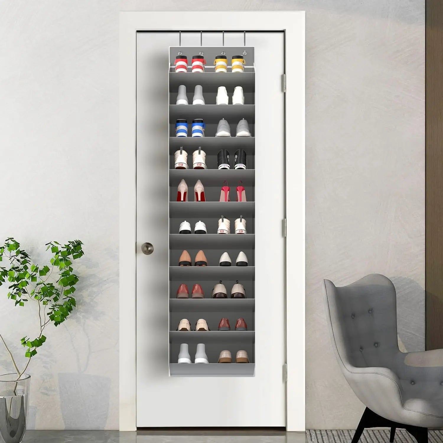 10 Tiers Large Over the Door Shoe Organizer Hanging Shoe Rack with Deep Pockets for Storage Door Storage Solution