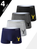 4pcs Boxer Men's Underwear, Soft Sports Breathable Four-Season Men's Underwear, Trendy Fashion Pop Print Boxer Underwear