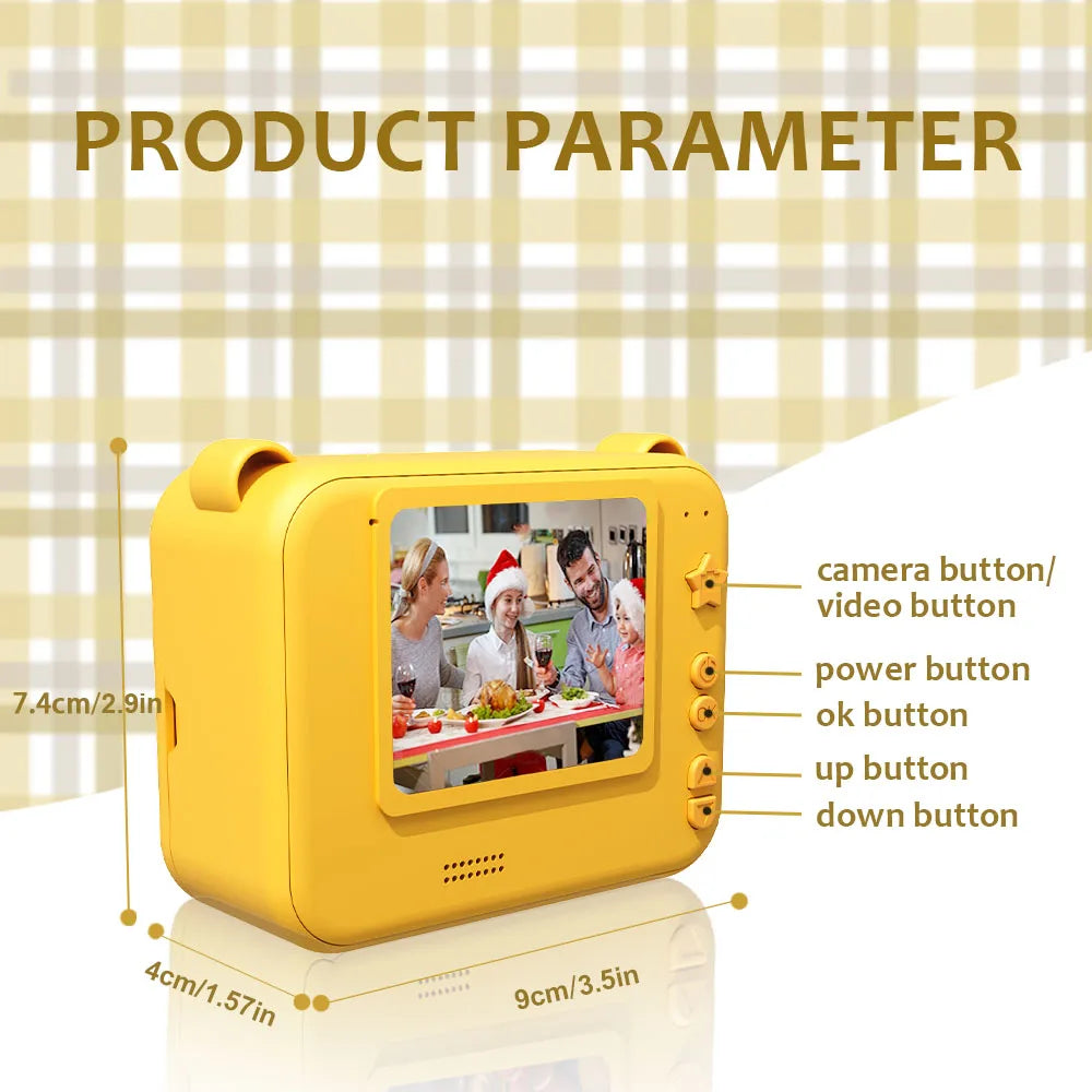 Kids Camera Instant Print 0 Ink Instant Print Photo - Christmas Birthday Gifts for Age 3-8 Girls Boys - Portable Toy