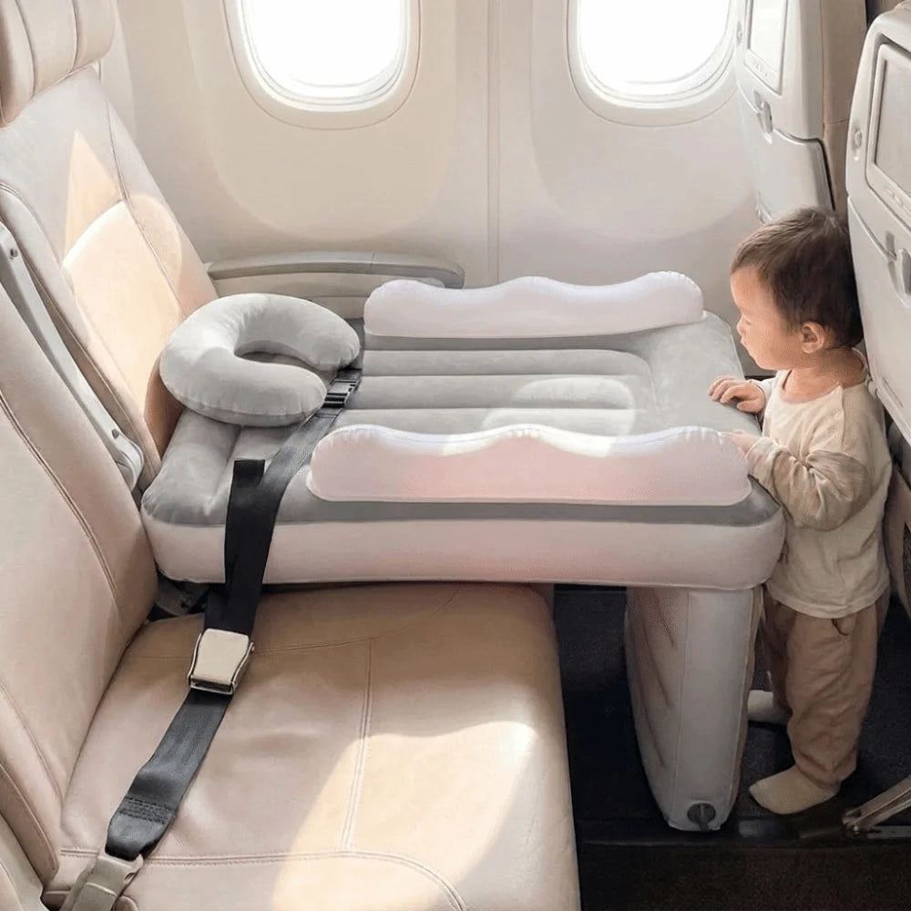 PVC Material Airplane Bed Inflatable Heavy Duty Kids Travel Bed Sleeping Cushion Hold Up To 88LBS Air Bed Seat Extender
