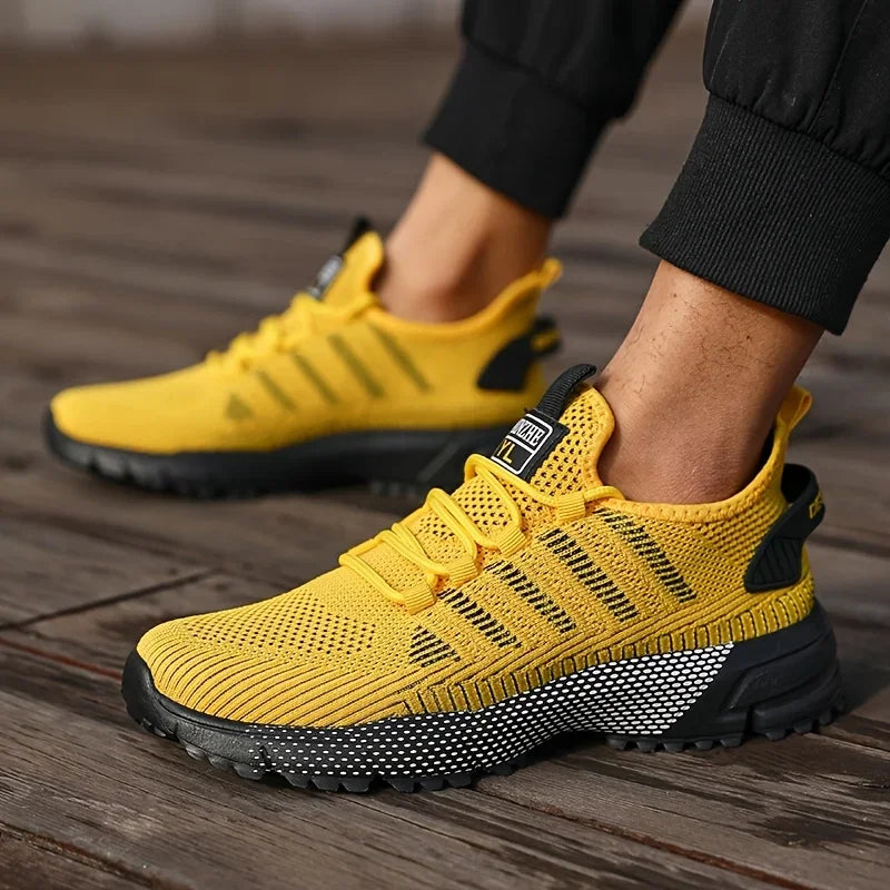 Mens All Season Breathable Mesh Sports Shoes Casual Stylish Non Slip EVA Sole Lace Up for Running Walking Outdoor Activities