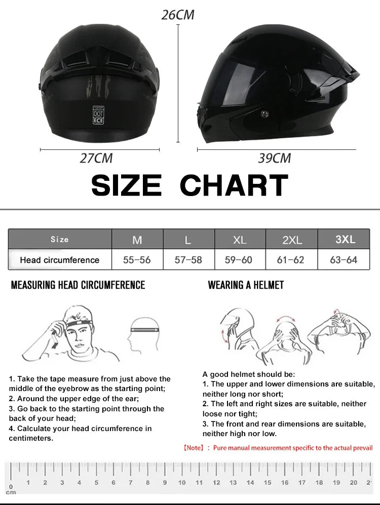 NEW DOT Uchoose Approved Helmets Crash Motorbike Protective Gear Men Women Flip Up Helmet Motorcycle Visor Double Sun