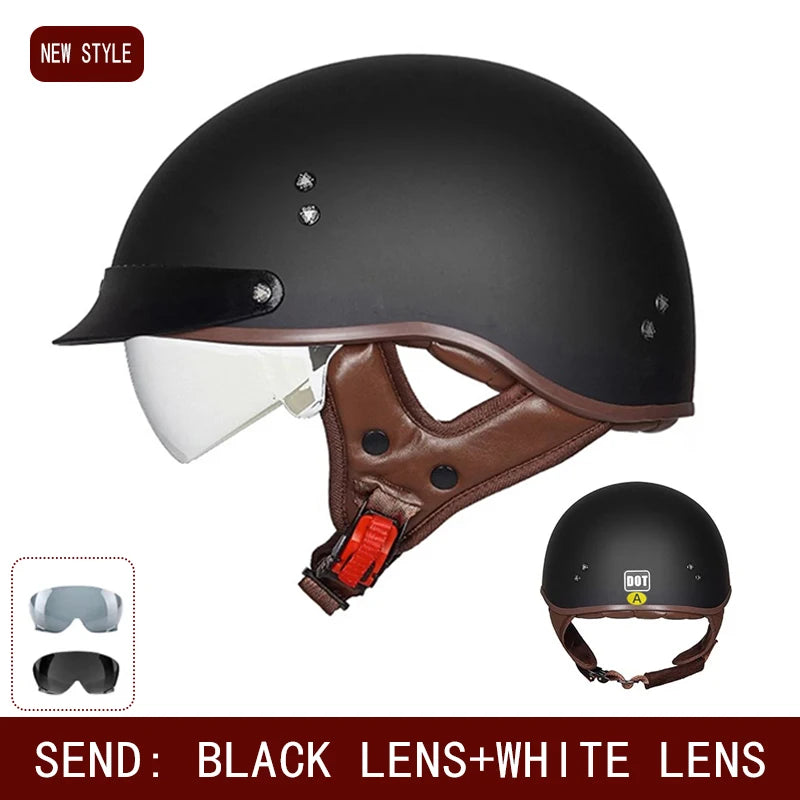 New Standard Electric Motorcycle Helmet Four Seasons Universal Retro Half Helmet Cruise Motorcycle Helmet for Men and Women