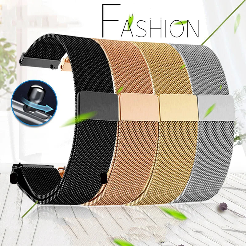 Milan Magnetic Mesh Belt Watchband For Citizen D-W Longines Omega Samsung Huawei Watch Strap Men and Women Bracelet 18 20mm 16mm