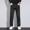 2025 men's fashion business jeans classic style casual elastic slim fit jeans men's denim pants black blue